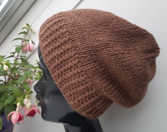 Bonnets en coton alpaga marron Bonnet à tricoter Slouchy confortable Chapeaux en tricot femmes Accessoires de tricot Bonnet en laine d'hiver pour enfants bonnets en laine mérinos