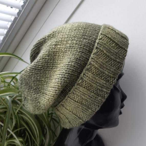 Dark Green Knit Hats Women Gray Green 