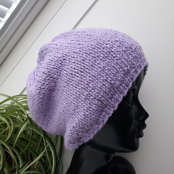 Lilac cotton beanie hat cotton anniversary gift for her Womens beanies soft girl hat Knitting slouchy cotton beanies womens hats cotton