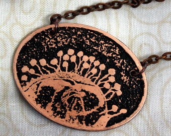 Etched Copper Bacteriophage Microbiology Design Pendant