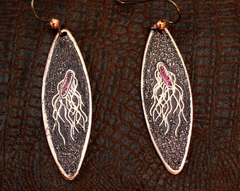 Salmonella Bacteria Etched Copper Earrings