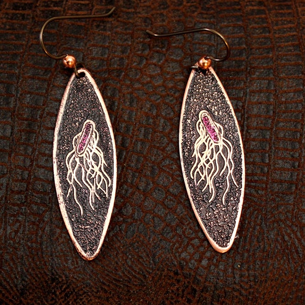 Salmonella Bacteria Etched Copper Earrings