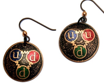 Quarks in Neutron and Proton Quantum Physics design Earrings