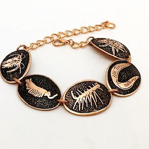 Burgess Shale Fauna Etched in Copper Link Bracelet - choice of three