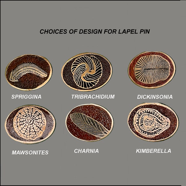 Ediacaran Fossil Biota Etched Copper Lapel Pin or Tie Tack