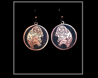 Tardigrade Design Etched Copper Earrings