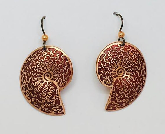 Carved Stone Ammonite Earrings main image 1