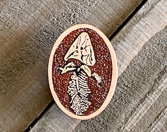 Etched and colored CopperFossil Tiktaalik Design Lapel Pin or Tie Tack