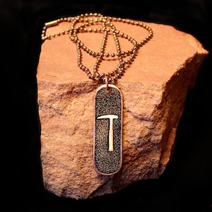 Etched Copper Geology Hammer design Pendant
