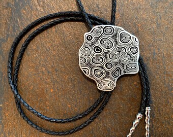 Orbicular Granite Design Etched Bolo Tie