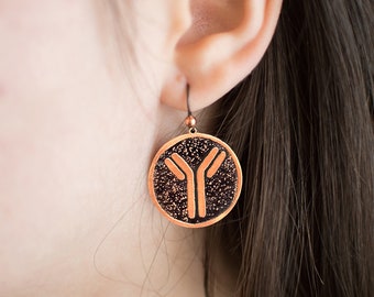 Antibody Design Etched Copper or German Silver  Earrings