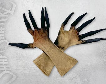 Zombie, Alien Gloves -Long Fingers - Comfy - Looks like dead or Alien Skin