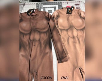 Woman's Printed Muscle Base Catsuit for Cosplay Superhero Costume, Bodysuit, skin colored Dance Costume