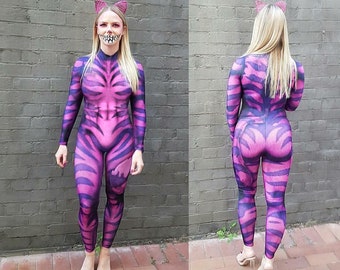 Cheshire Cat Bodysuit: High Collar Halloween Costume, USA Made