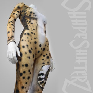 Cheetah Scoop Neck Catsuit Costume WITH PRINTED TAIL