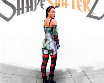 Woman's Love 'Patched Doll'   Unitard for Halloween or working out. Sleeves sold separately.
