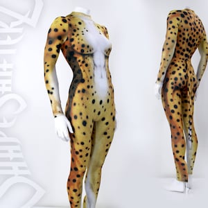 High Collar Cheetah Bodysuit Costume  WITH Separate Tail