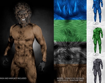 Krampus | Grinch | Beastie Printed Faux Fur Bodysuit for Men