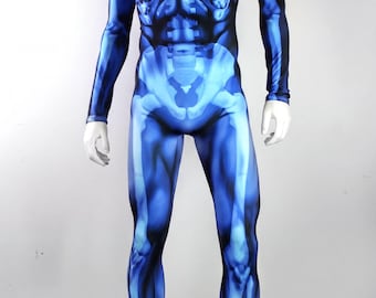 Male Skeleton Bodysuit Costume: Men's X-Ray Design (Halloween, Dance, Rave)