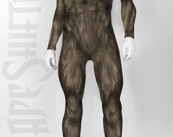 Krampus | Werewolf | Greedy Green Christmas | Beastie Printed Faux Fur Bodysuit for Men