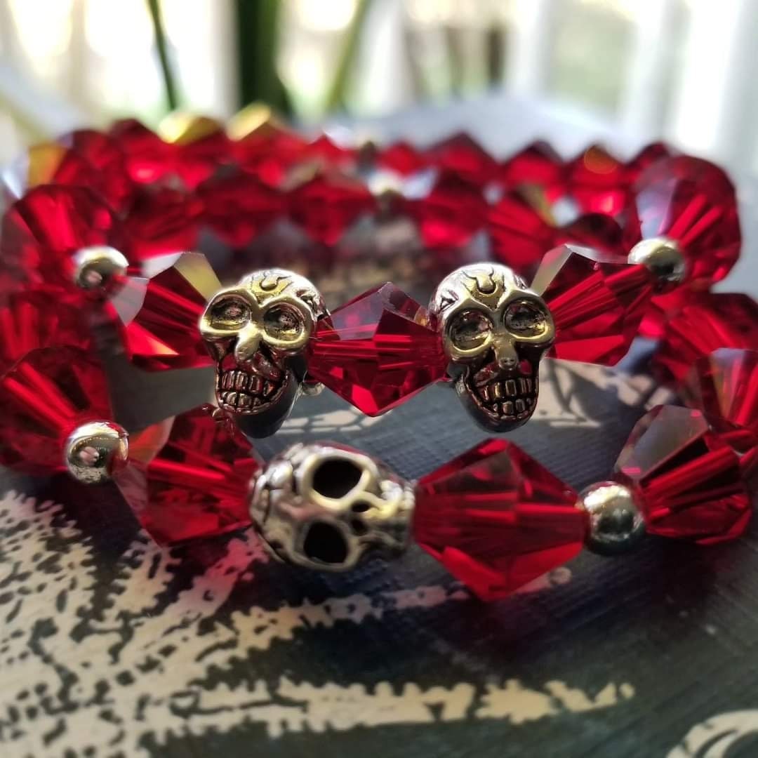 Red Skull Bracelet - Etsy Red Skull Bracelet - Etsy