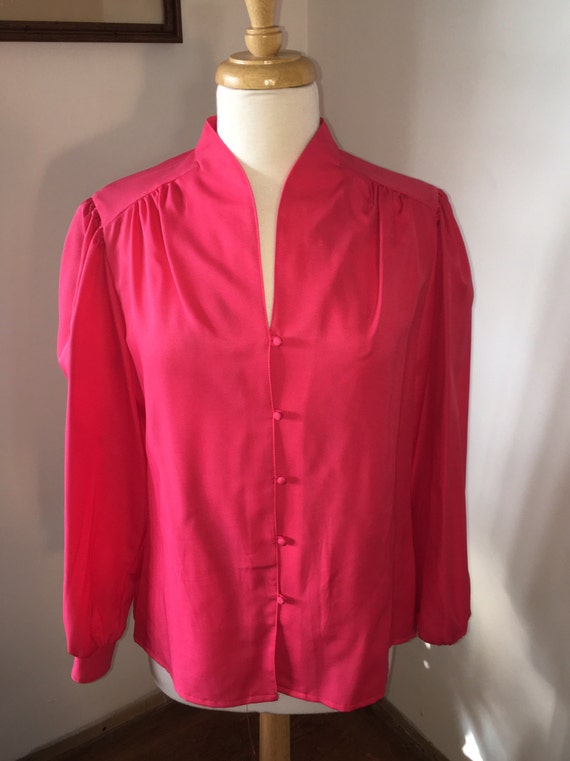1970's Hot Pink Lady Arrow Blouse