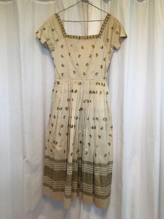 Vintage 1950's Printed Gold L'Aiglon Dress - image 2