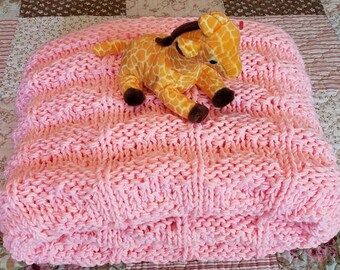 Pink Hand Knitted Baby Blanket