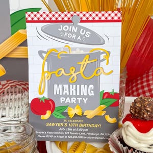 Pasta Making Party Invitation Printable, Pasta Party, Birthday Party Invitation, Italian, Dinner Party, Instant Download, Just Add Confetti