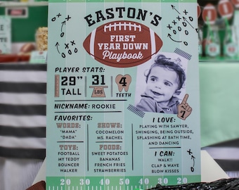 Football 1st Birthday Milestone Poster: Personalized Sports Party Decor (Digital Download)