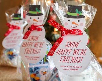 Snow Happy We're Friends snowman gift tags, holiday gift tags, classroom holiday gift, Christmas gift, winter gift tags - INSTANT DOWNLOAD