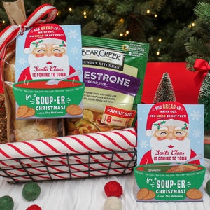 Christmas Soup & Bread Gift Tag Printable, Gift Card Holder, Christmas Gift, Neighbor Gift, Christmas Gift Basket, Just Add Confetti