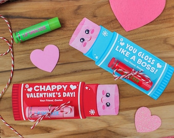 Chapstick Kids Valentine Printable, Lip Gloss Valentine, school valentine, classroom valentine, valentine exchange, Just Add Confetti