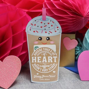 Regalo de café para enfermeras, regalo de la semana de las enfermeras, agradecimiento a las enfermeras, tarjetero, la enfermería requiere mucho corazón, regalo de agradecimiento, solo agregue confeti