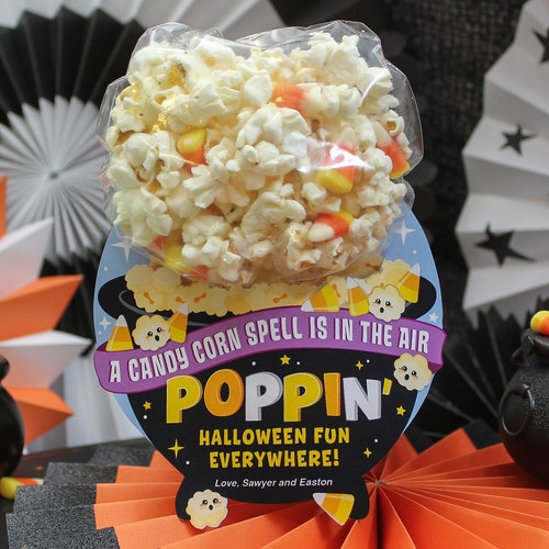 Popcorn Halloween Treat Printable Halloween Treat Bag Tag Etsy