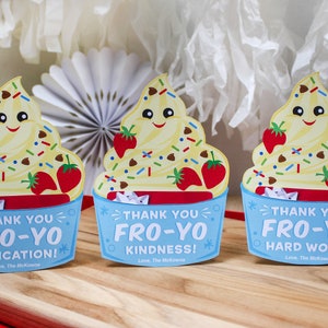 Fro Yo Thank You Gift para impressão, iogurte congelado, porta-cartão de presente, presente para professor, presente para funcionários, agradecimento aos funcionários, basta adicionar confete