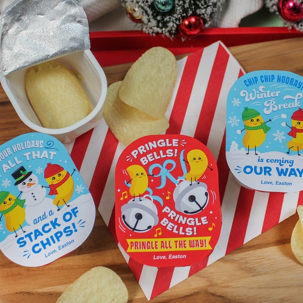 Chips Kids Christmas Printable - For Pringles snack size chips, kids Christmas gift, school gift, gift for classmates, Just Add Confetti