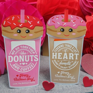 Donuts and Coffee Valentine's Day gift card holder, teacher gift, staff valentine, coworker valentine, teacher valentine, Just Add Confetti