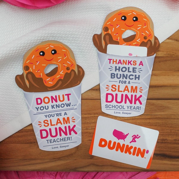 Coffee and Donut Teacher Appreciation printable, gift for staff, thank you gift, gift for coach, slam dunk, teacher gift, Just Add Confetti