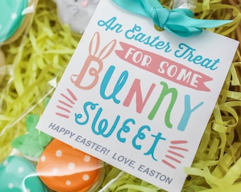 An Easter Treat for Some Bunny Sweet! - EDITABLE Printable Easter gift tag, cookie tag, treat tag, gift tag— Instant download — Personalized