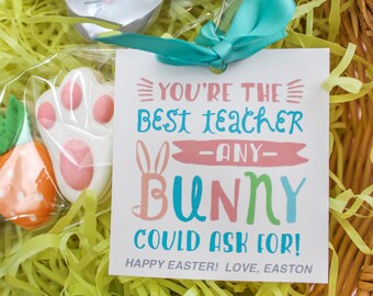 You&#39;re the Best Teacher Any Bunny Could Ask For! - EDITABLE Printable Easter gift tag for teachers, teacher gift, teacher appreciation