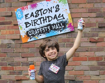 Art Party, graffiti wall sign printable, spray paint silly string, art birthday party, paint party, kids birthday party, Just Add Confetti