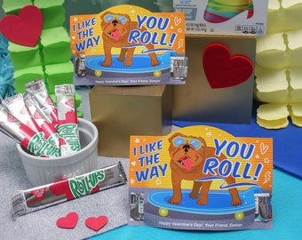 Bulldog Valentine, Skateboard Valentine, Fruit Rollup Valentine, valentine printable, kids valentine, classroom valentine, Just Add Confetti