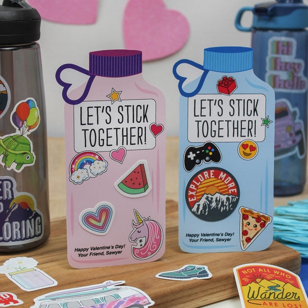 Water Bottle Sticker Kids Valentine Printable - kids valentine, school valentine, classroom valentine, Instant Download, Just Add Confetti
