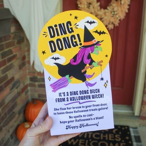 Ding Dong Ditch Halloween Printable, Front Porch Halloween Door Drop
