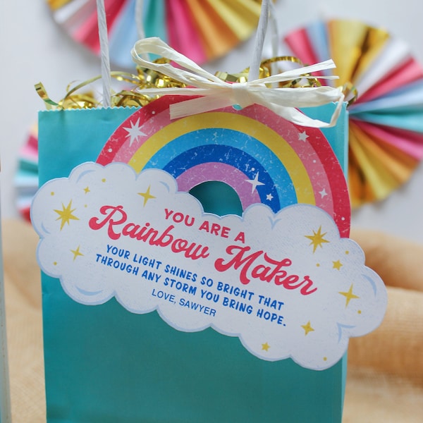Rainbow Maker teacher appreciation rainbow gift tag, teacher gift, staff gift, gift for friend, gift for coworker, Just Add Confetti