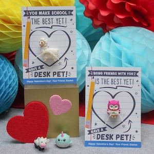 Mascota de escritorio para niños, mascota de escritorio, mascota de bolsillo, imprimible de San Valentín, San Valentín para niños, San Valentín para el aula, San Valentín para la escuela, solo agrega confeti