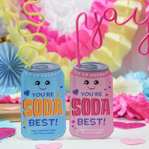Soda Kids Valentine, Crazy Straw Kids Valentine, Kinder Valentine, Schule Valentine, Klassenzimmer Valentine, Instant Download, fügen Sie einfach Konfetti hinzu