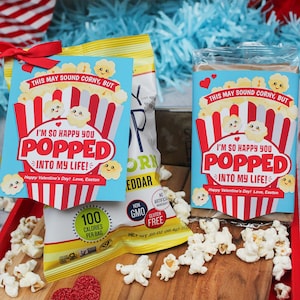 Popcorn Saint-Valentin imprimable, carte de Saint-Valentin pour enfants, Saint-Valentin ringard, pop-corn, étiquette cadeau, étiquette de pop-corn, Just Add Confetti, cadeau Saint-Valentin