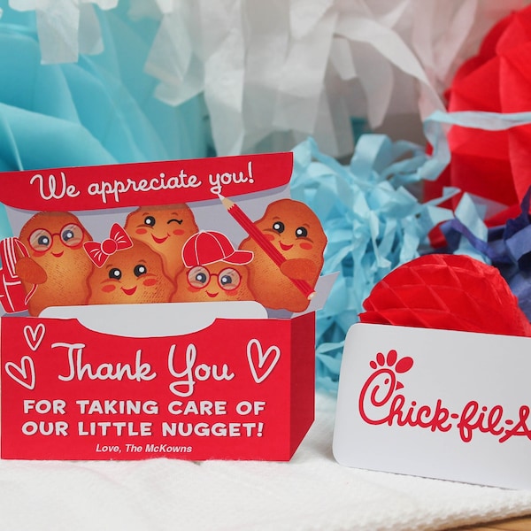 Teacher Appreciation Chicken Nugget Gift Card Holder (Editable PDF)
